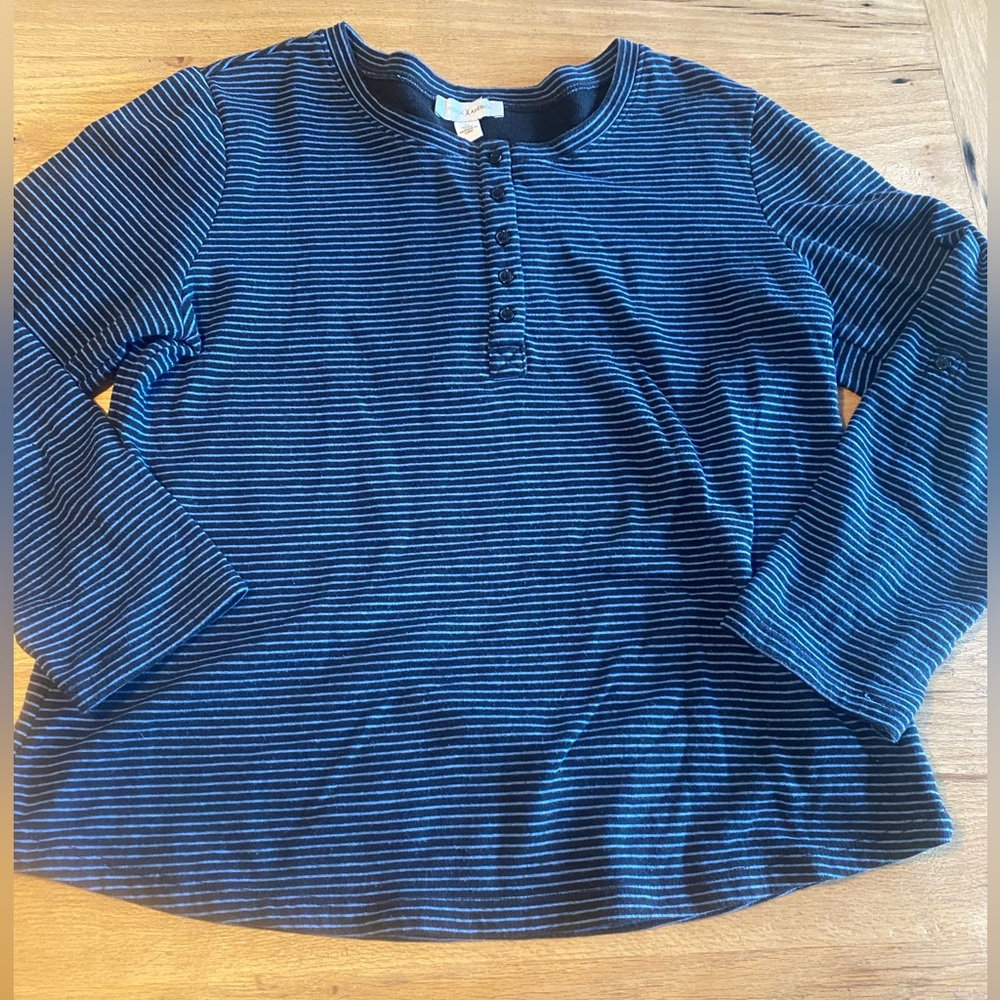Vintage America Striped Long Sleeve Henley Blue‎ Men’s XL Preowned
